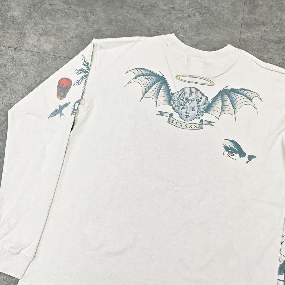 Angel Wings Cherub Graphic Long Sleeve T-Shirt