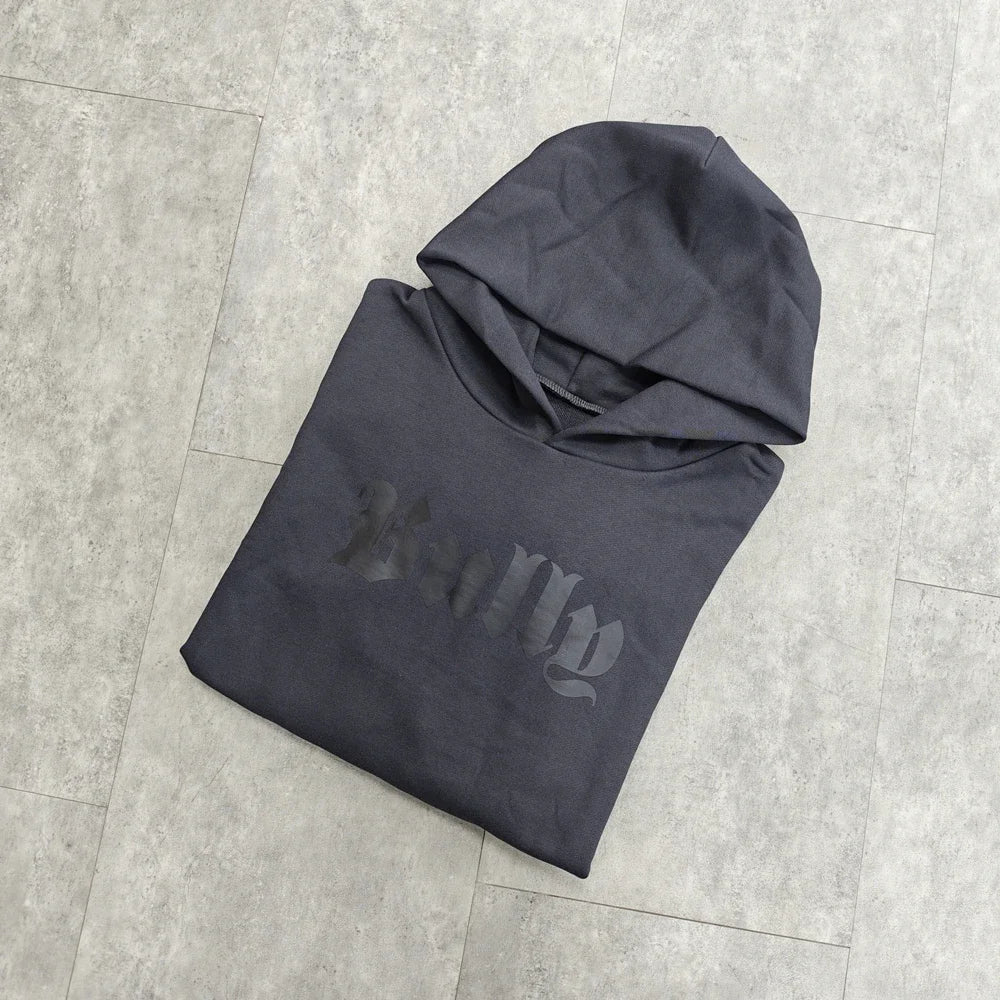 Charcoal Bully Gothic Logo Oversized Hoodie