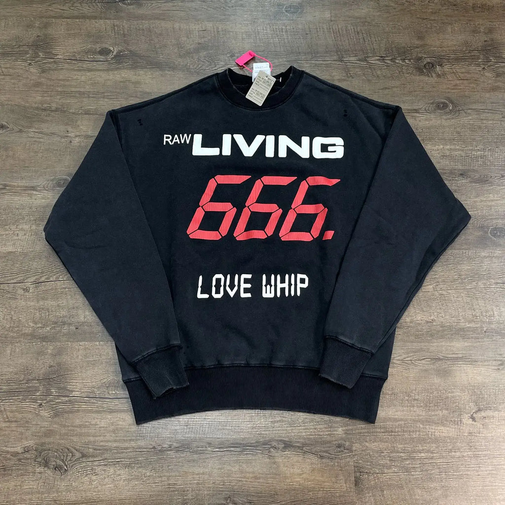 Black 666 Number Graphic Oversized Sweatshirt