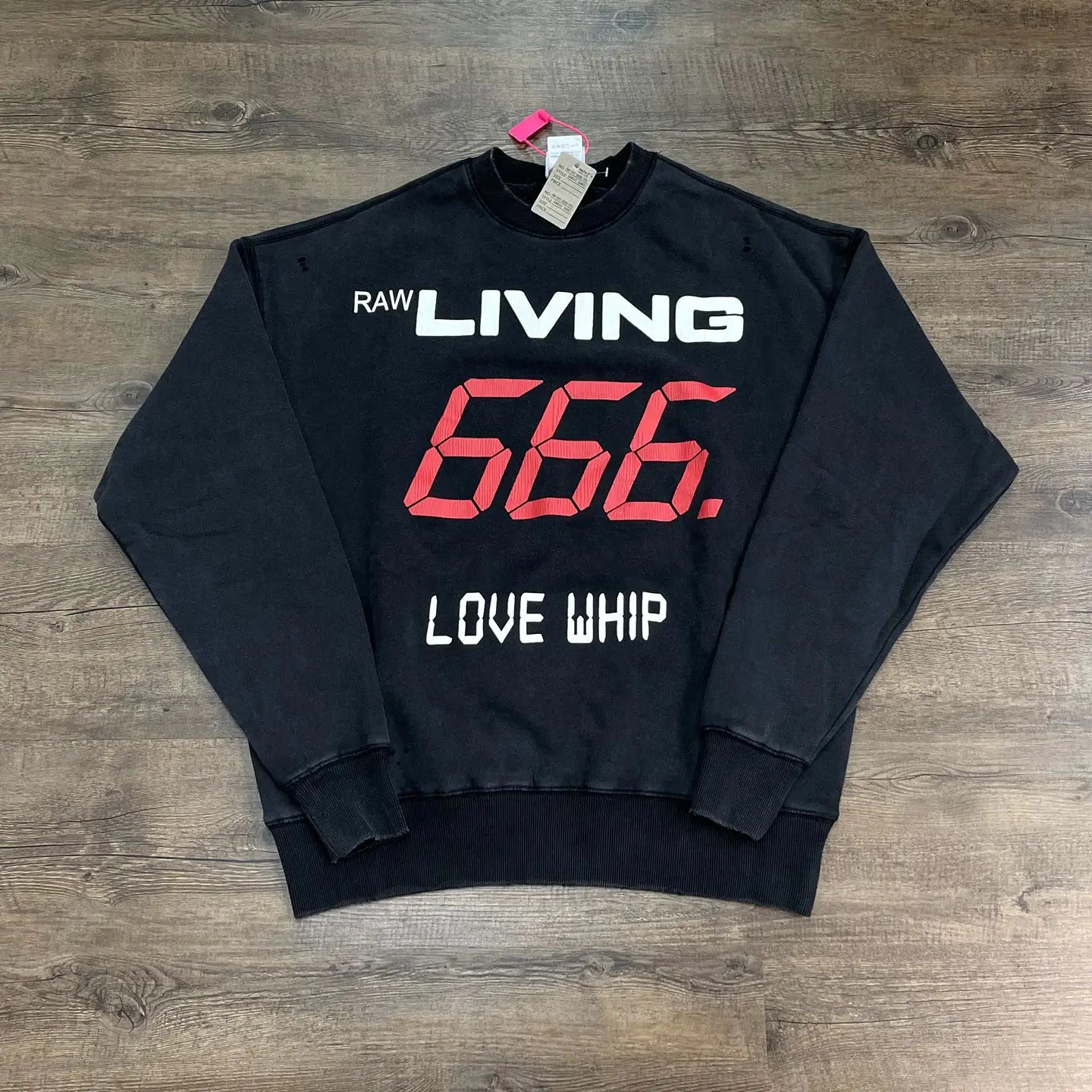 Black 666 Number Graphic Oversized Sweatshirt