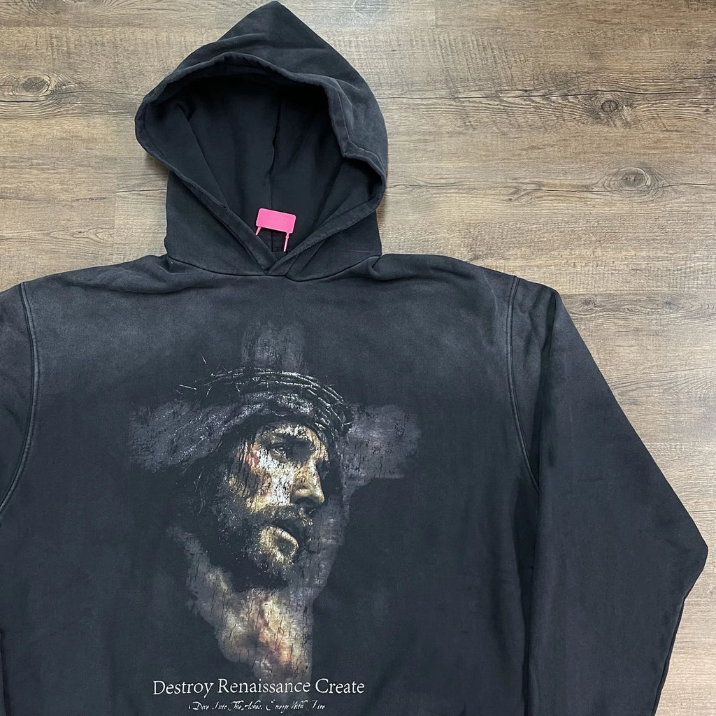 Dark Renaissance Jesus Graphic Oversized Hoodie
