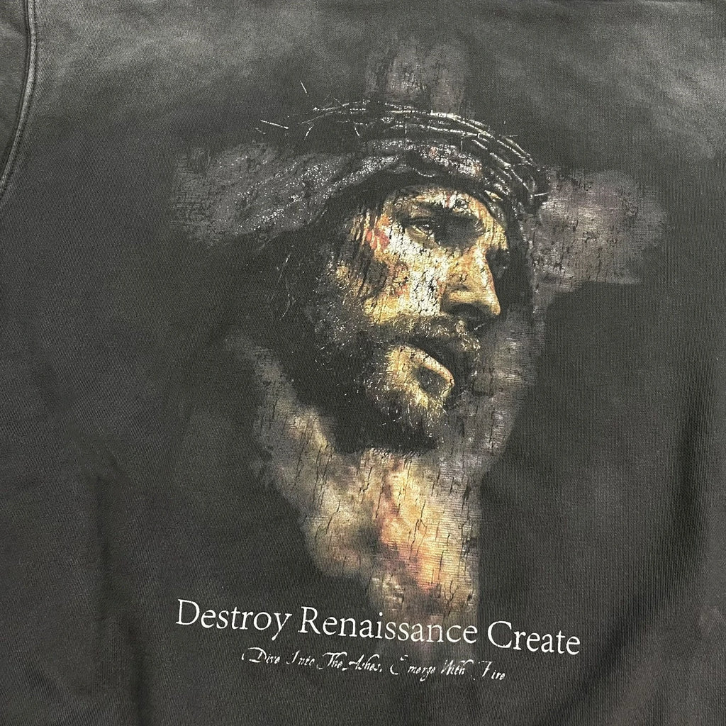 Dark Renaissance Jesus Graphic Oversized Hoodie