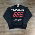 Black 666 Number Graphic Oversized Sweatshirt
