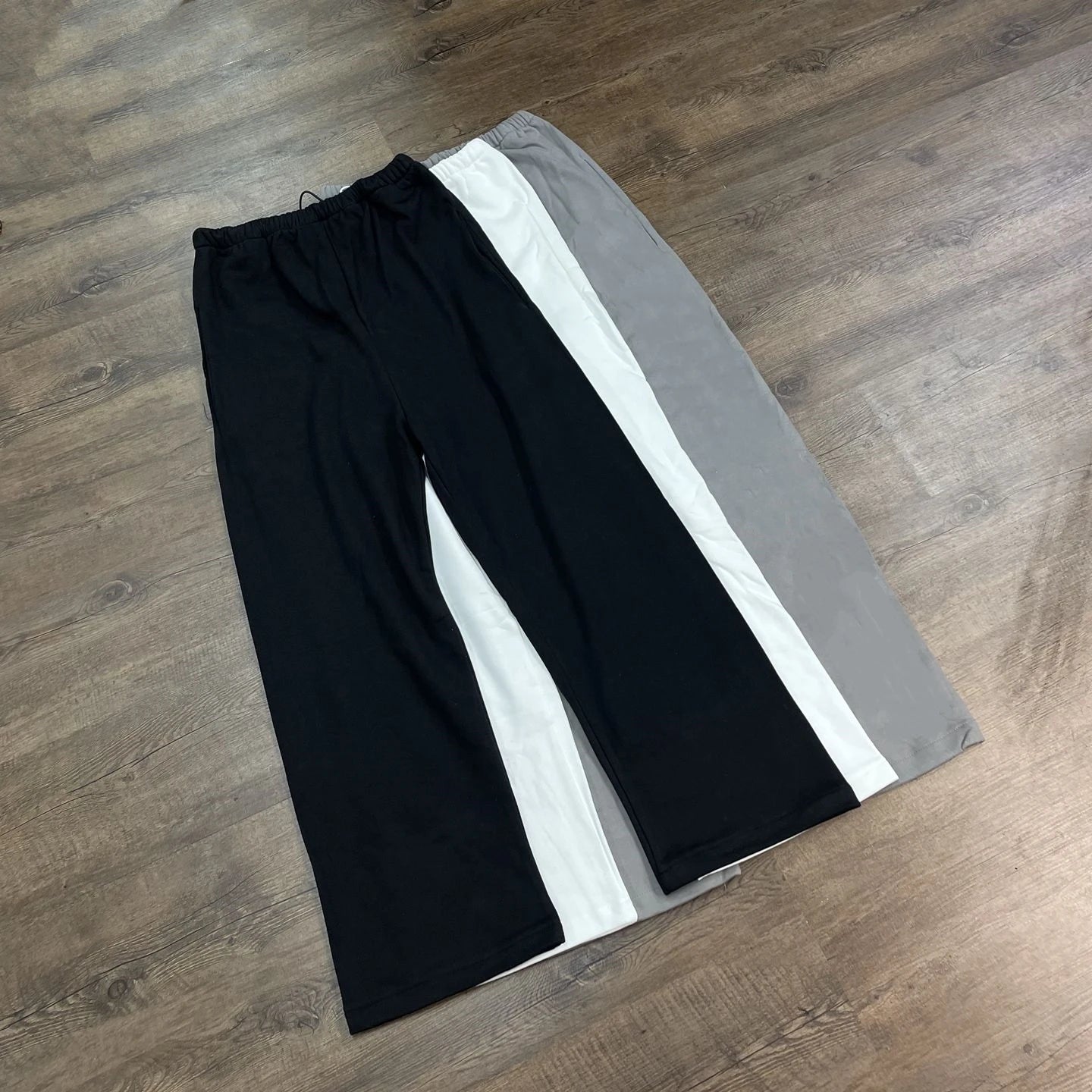 Solid Wide-Leg Casual Pants