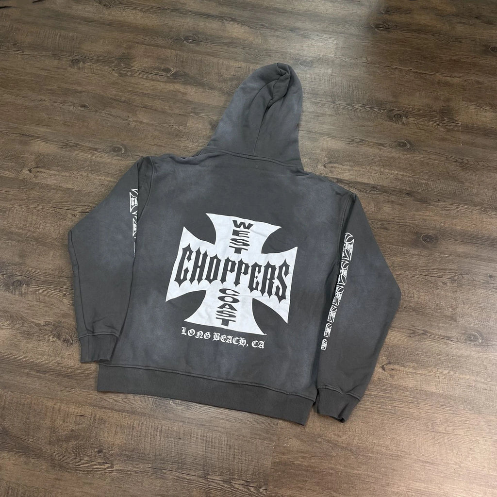 Vintage Washed Cross Graphic Oversized Hoodie