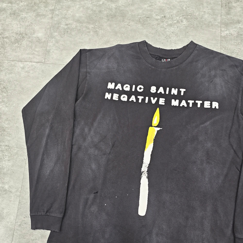 Candle Graphic Oversized Long Sleeve T-Shirt