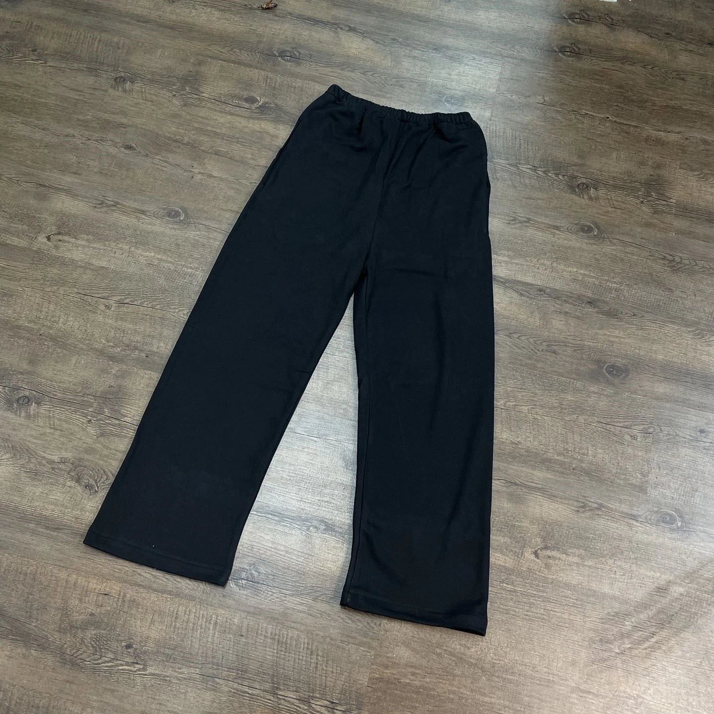 Solid Wide-Leg Casual Pants