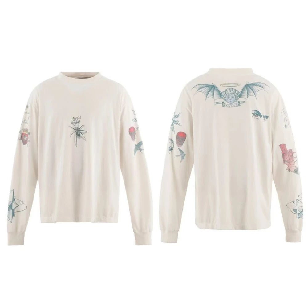 Angel Wings Cherub Graphic Long Sleeve T-Shirt
