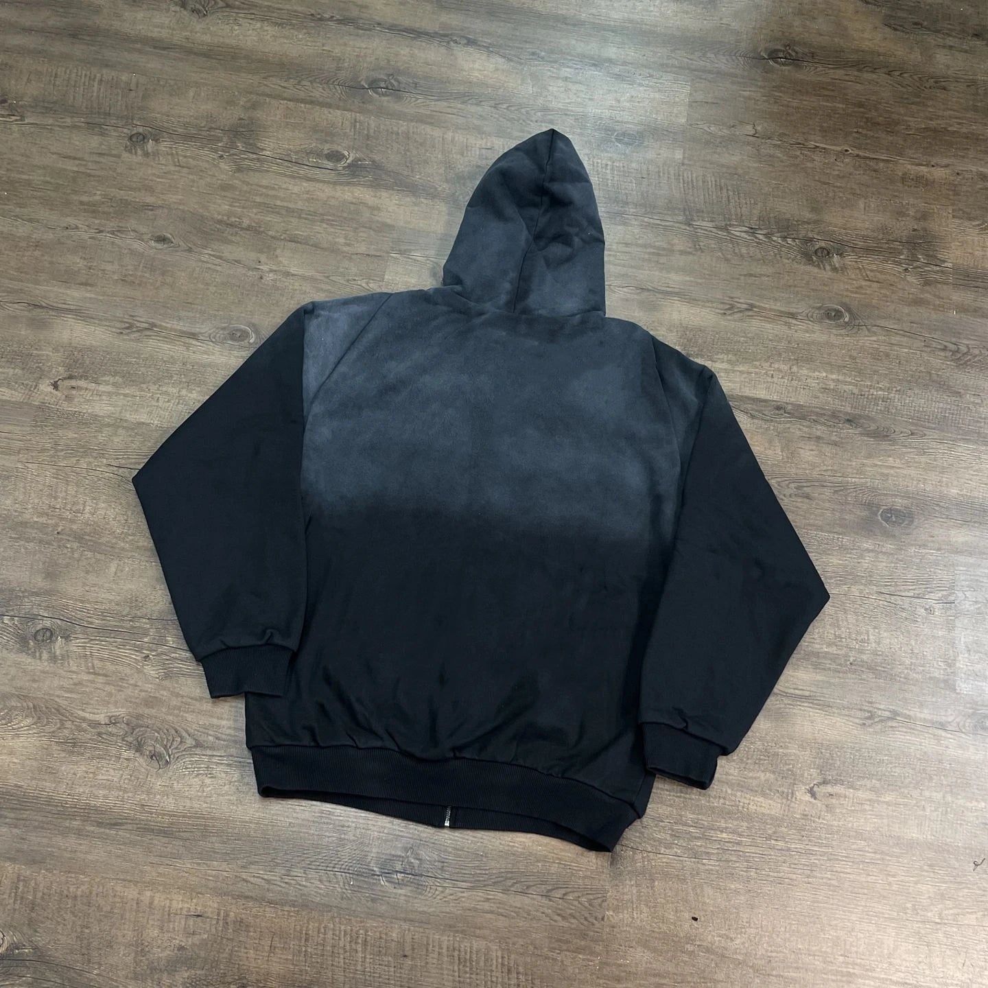 Black Washed Zip-Up Oversized Hoodie