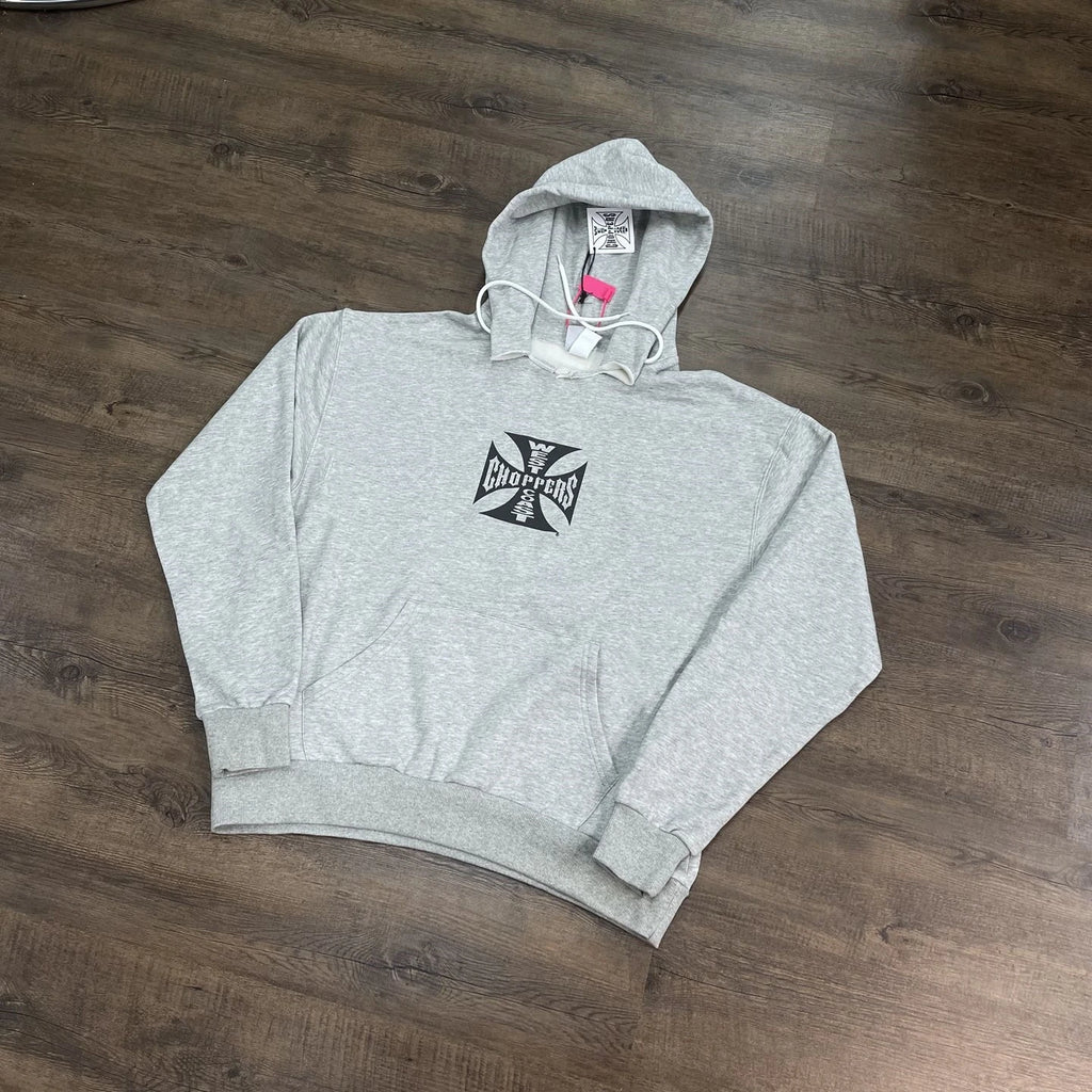 Heather Gray Gothic Cross Oversized Hoodie