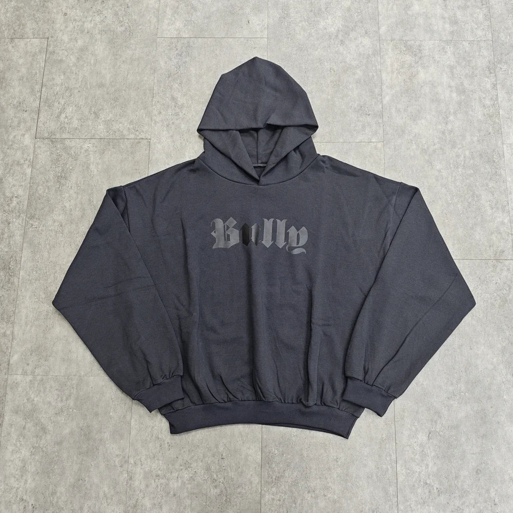 Charcoal Bully Gothic Logo Oversized Hoodie