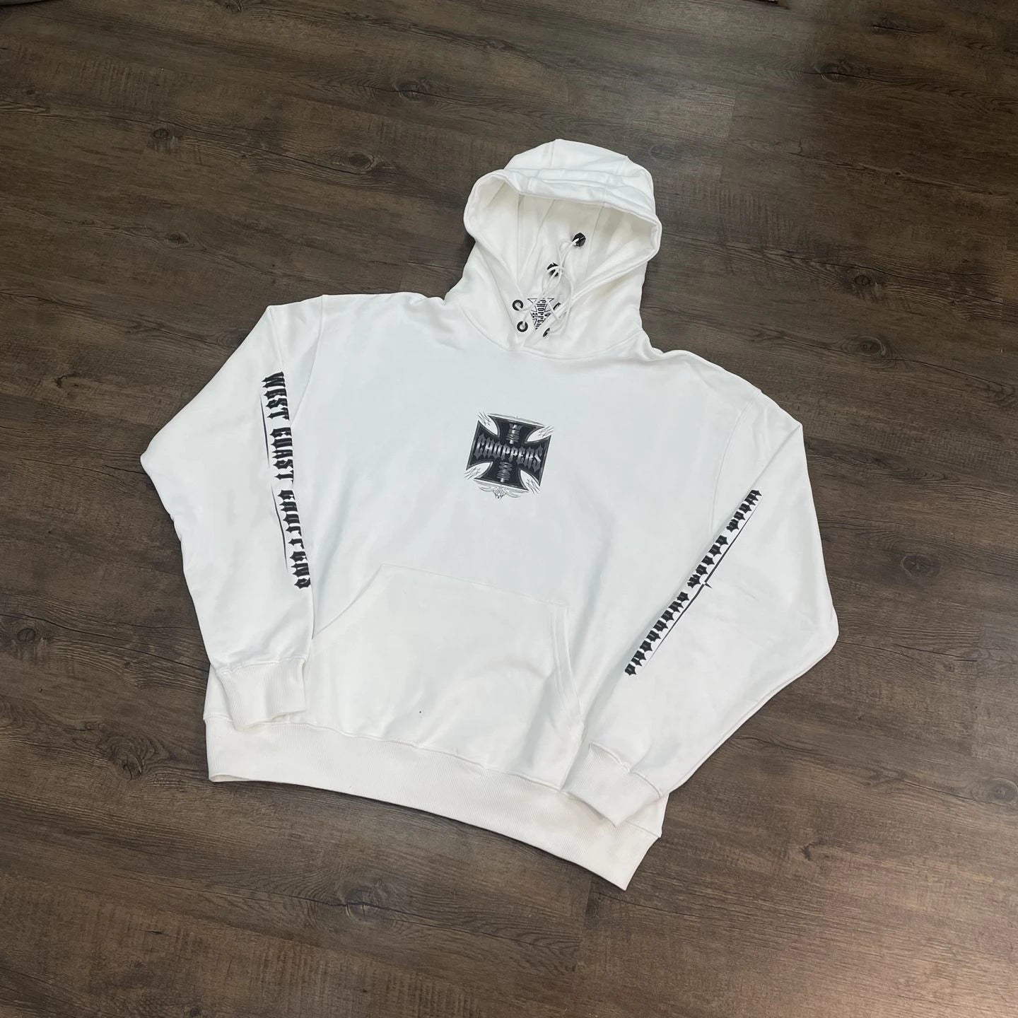 White Cross Back-Print Oversized Hoodie