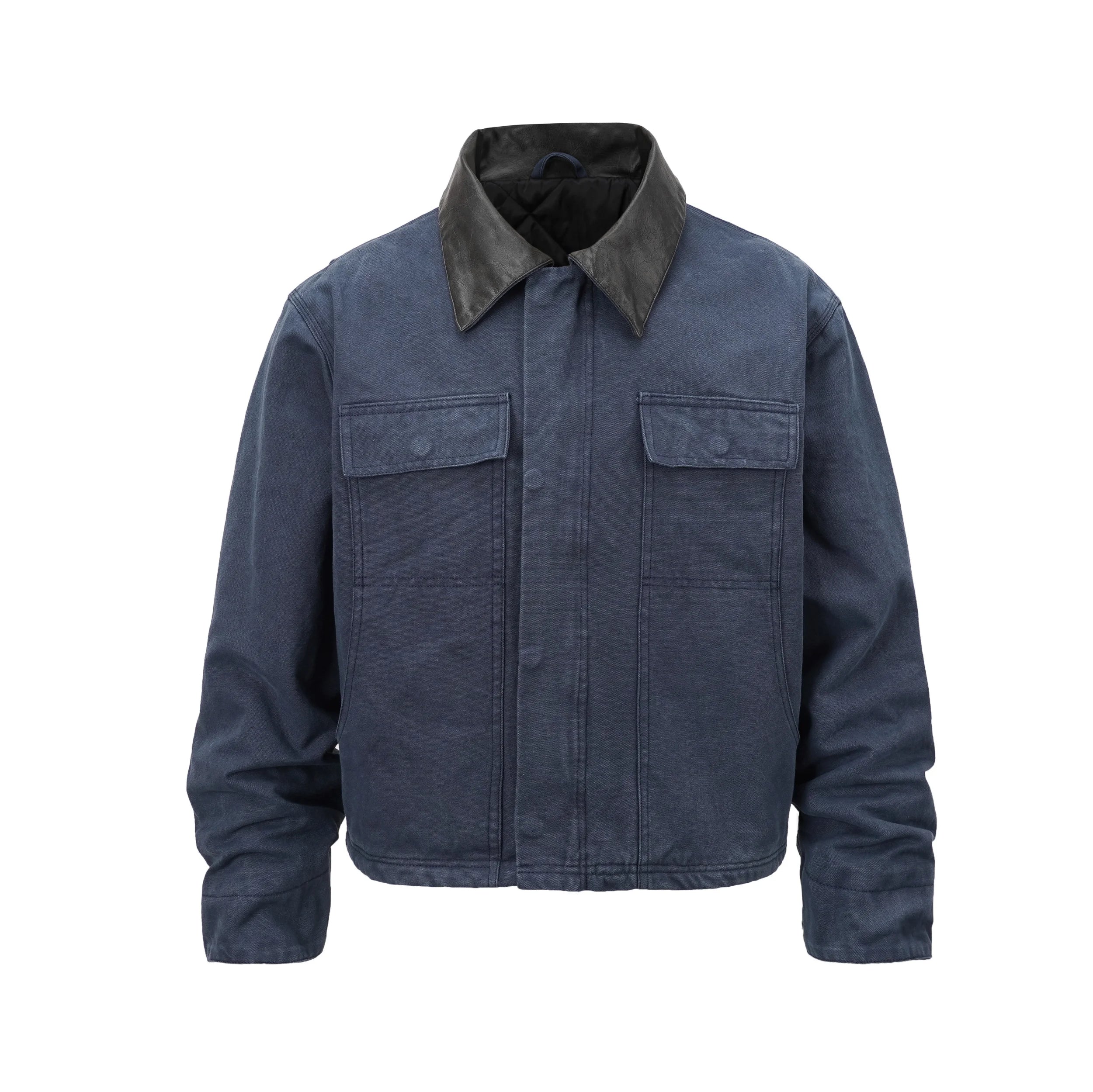 Brown Canvas Contrast Collar Workwear Jacket