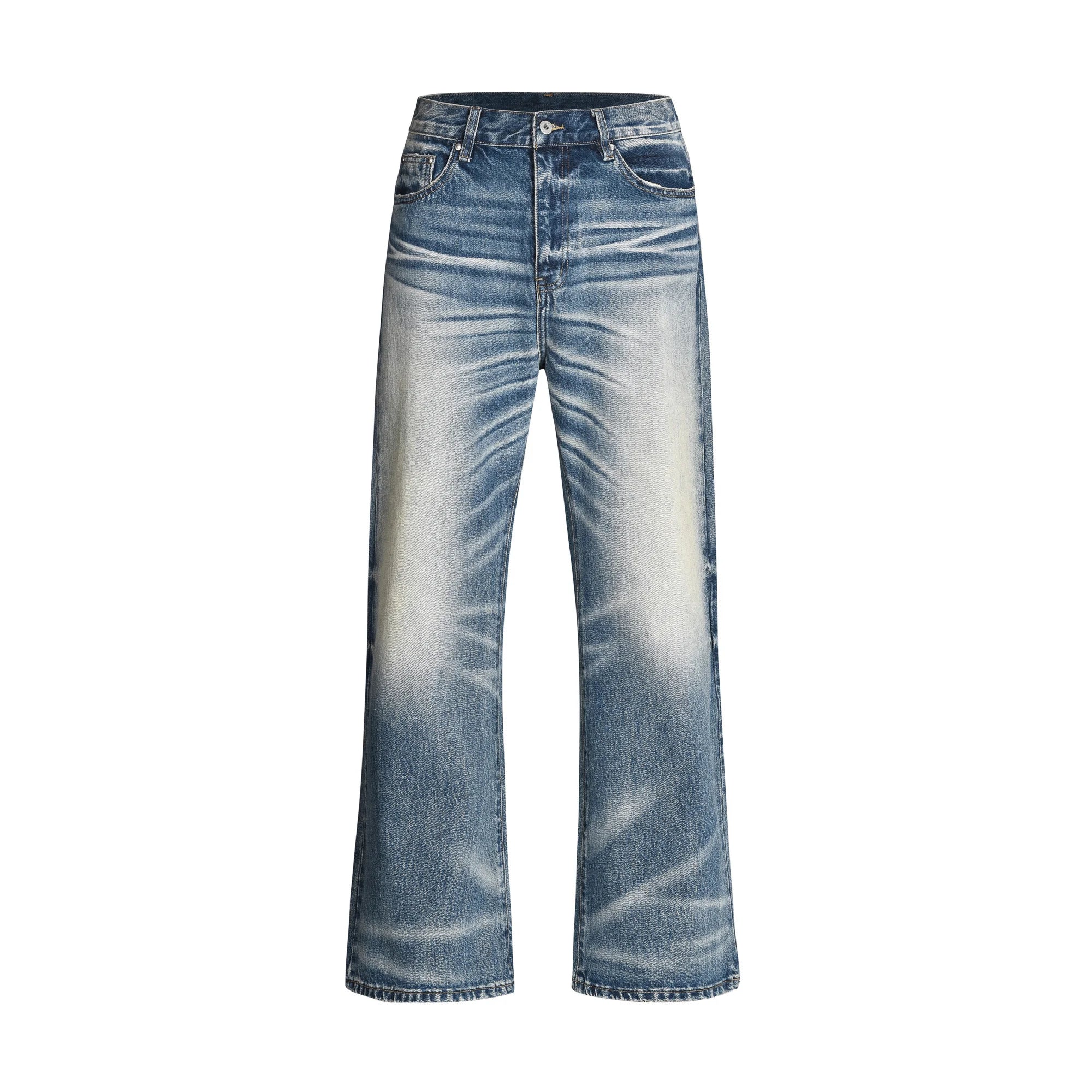 Vintage Wash Straight-Leg Denim Jeans