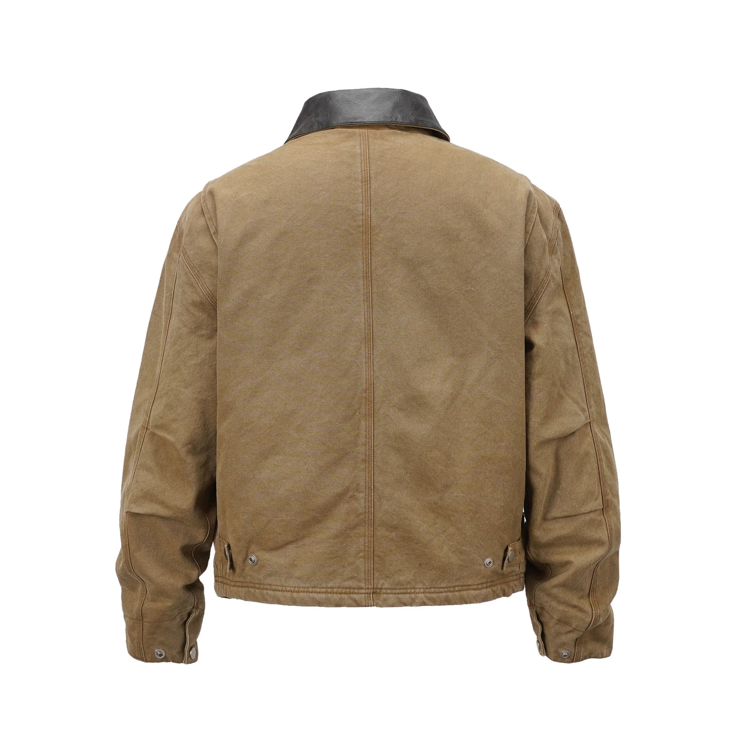 Brown Canvas Contrast Collar Workwear Jacket