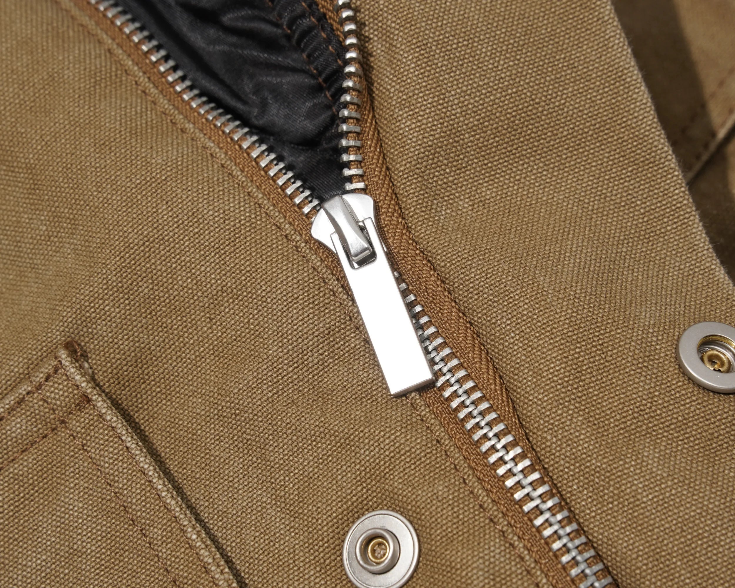 Brown Canvas Contrast Collar Workwear Jacket