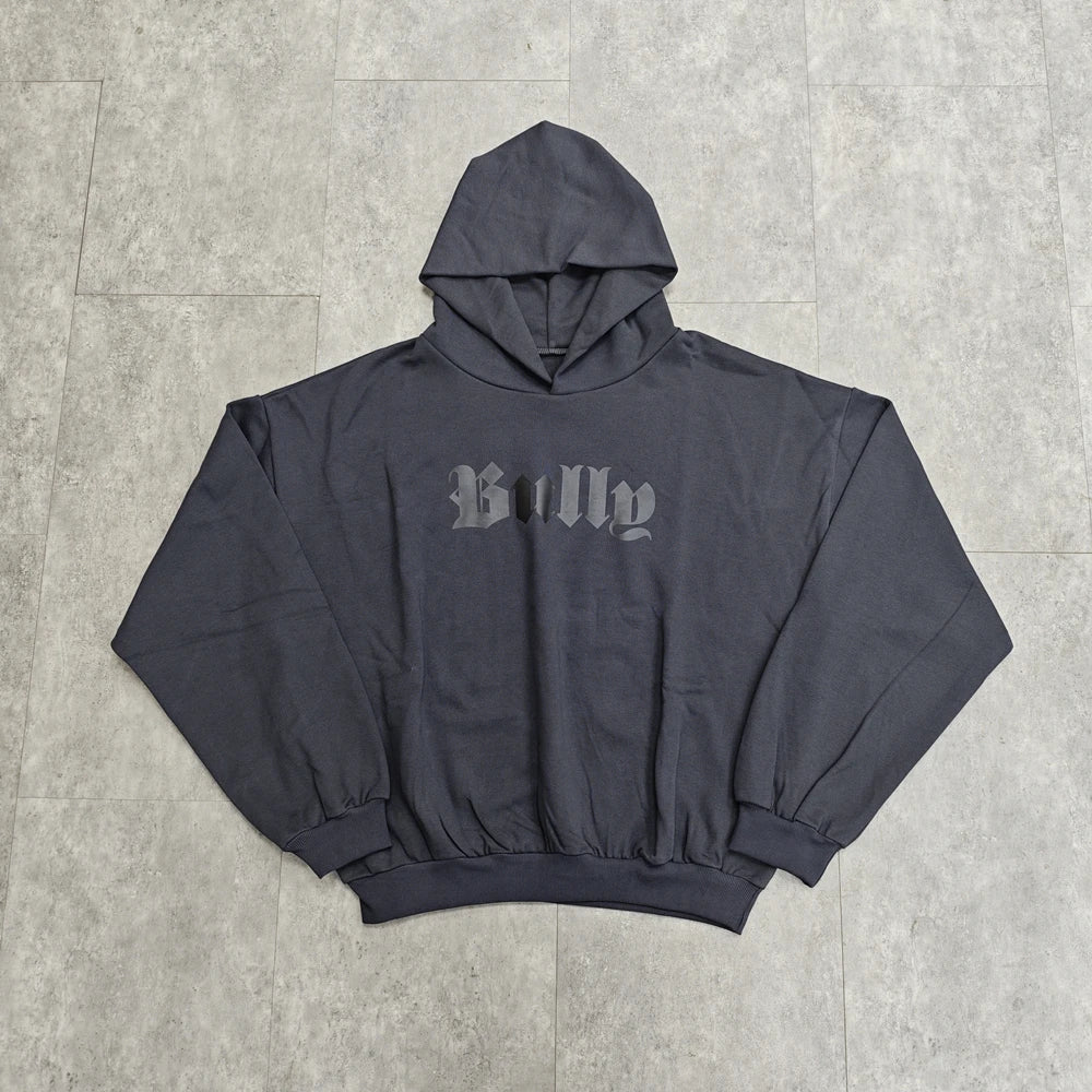 Charcoal Bully Gothic Logo Oversized Hoodie
