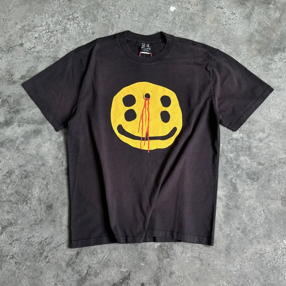 Distressed Smiley Graphic T-Shirt