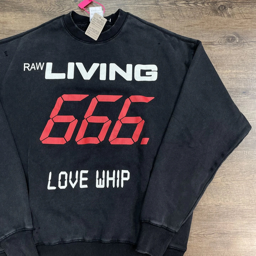 Black 666 Number Graphic Oversized Sweatshirt