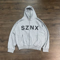 Heather Gray Letter Print Zip-Up Hoodie
