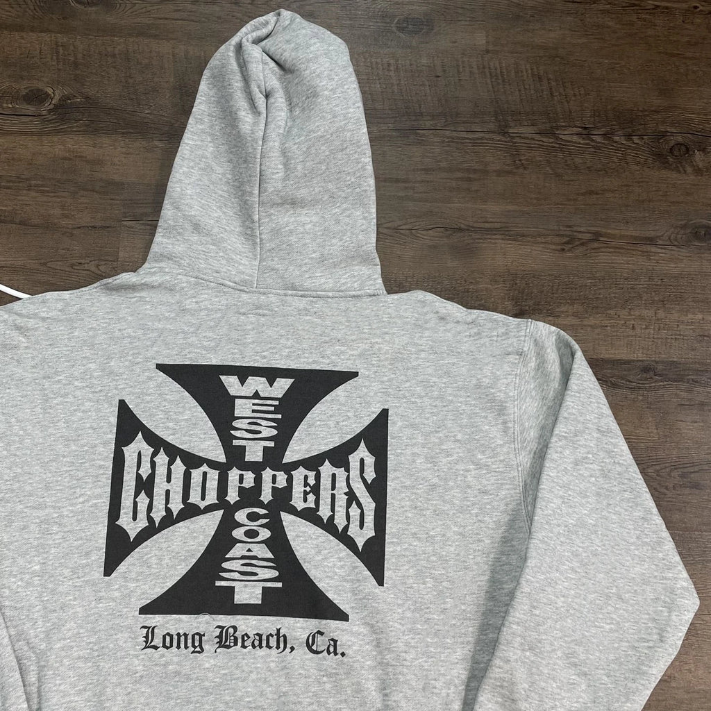 Heather Gray Gothic Cross Oversized Hoodie