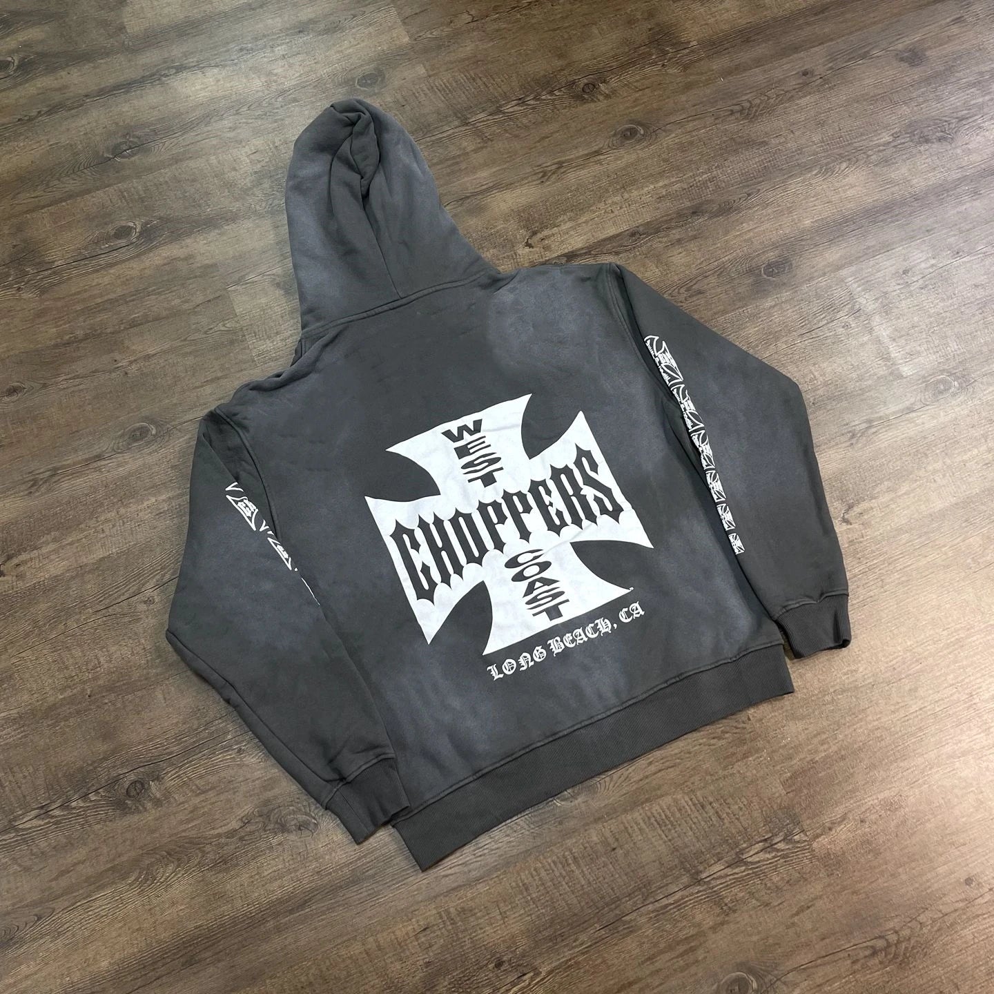 Vintage Washed Cross Graphic Oversized Hoodie