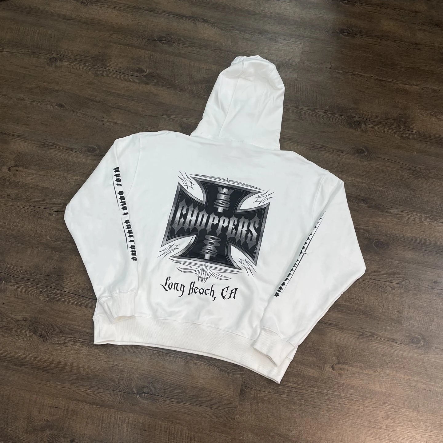 White Cross Back-Print Oversized Hoodie