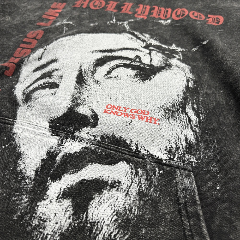 Charcoal Washed Jesus Portrait Hoodie