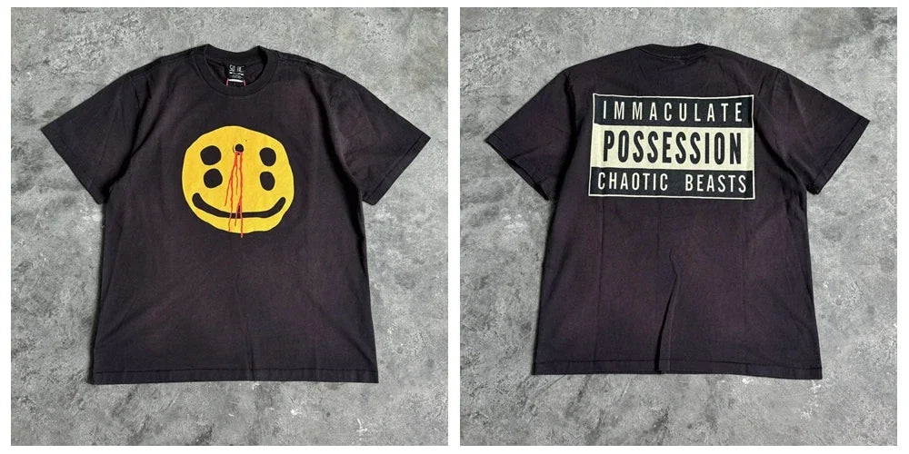 Distressed Smiley Graphic T-Shirt