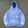 Blue Washed Statue Graphic Oversized Hoodie