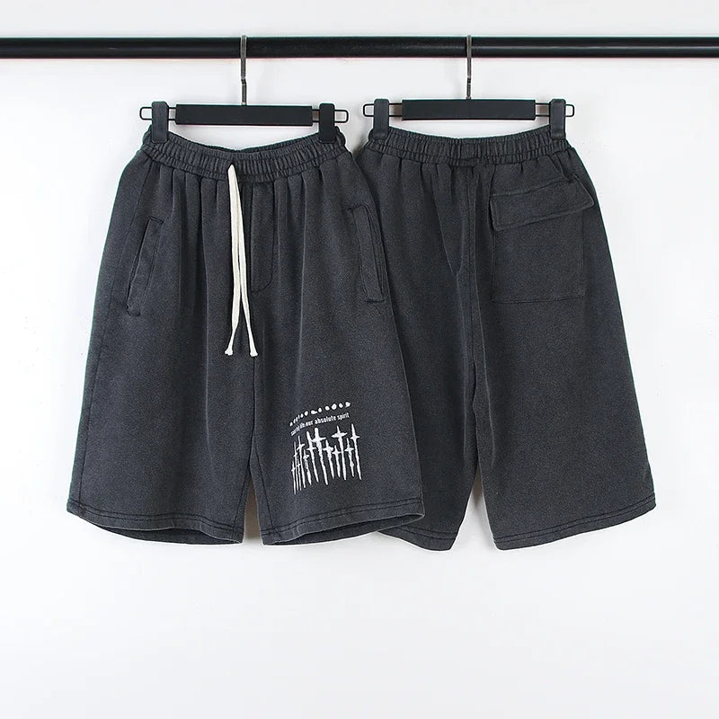 Washed Graphic Cotton Sweat Shorts