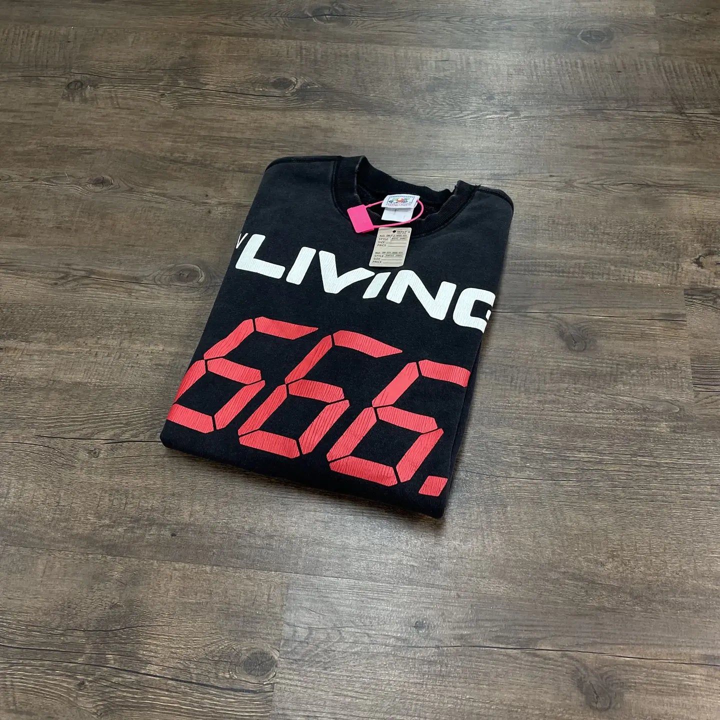 Black 666 Number Graphic Oversized Sweatshirt