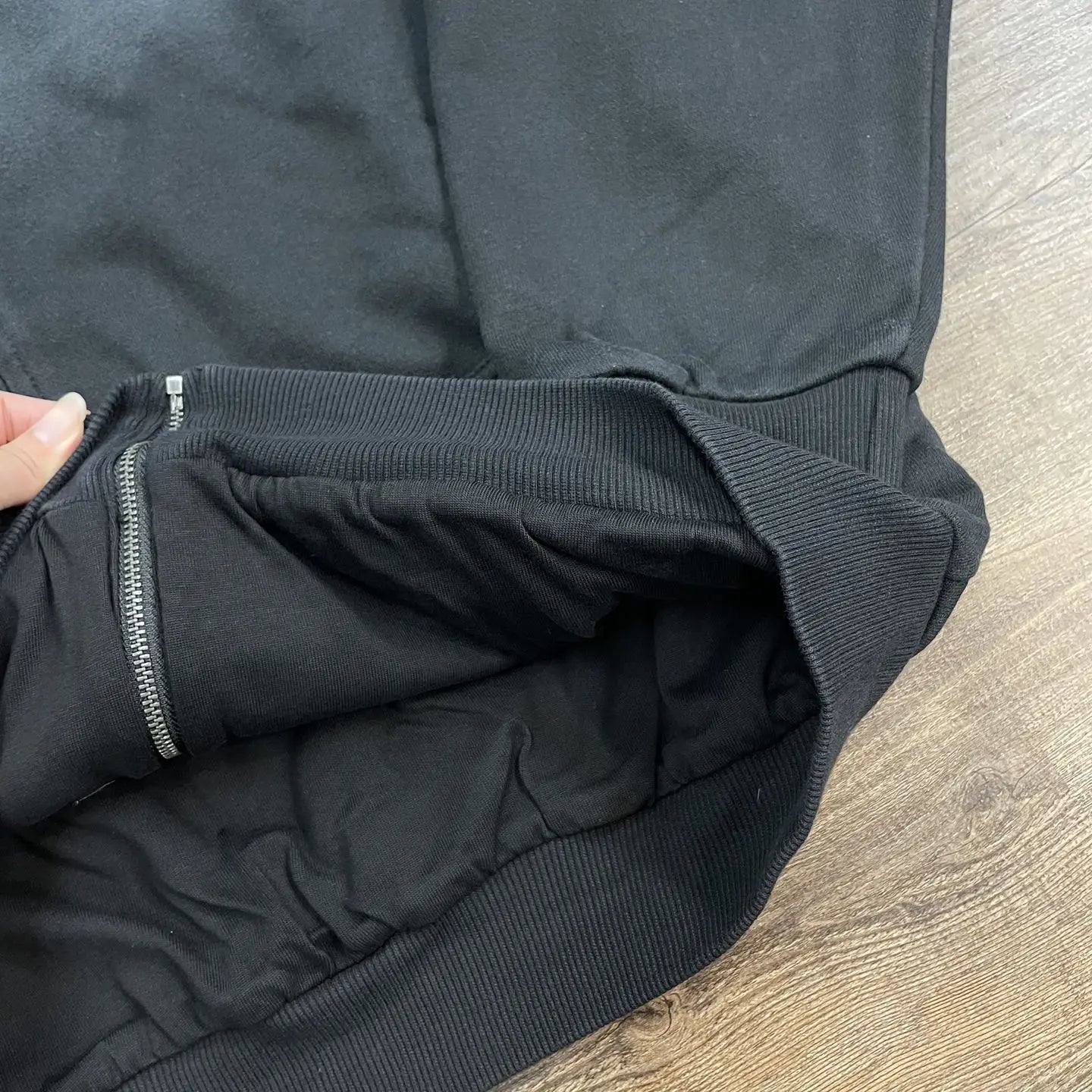Black Washed Zip-Up Oversized Hoodie