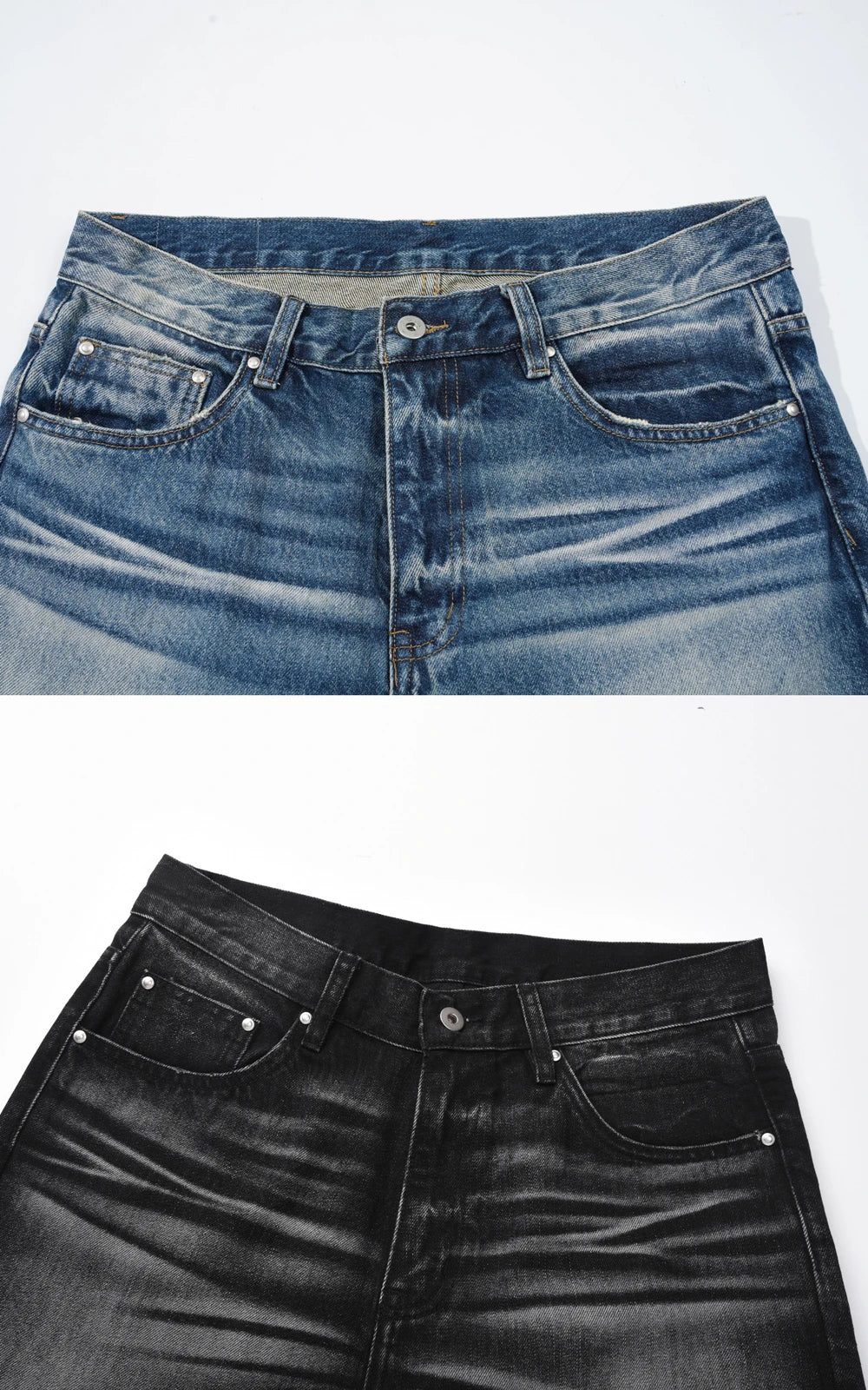 Vintage Wash Straight-Leg Denim Jeans