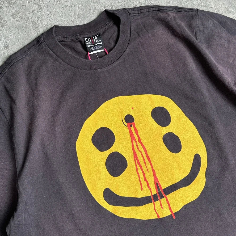 Distressed Smiley Graphic T-Shirt