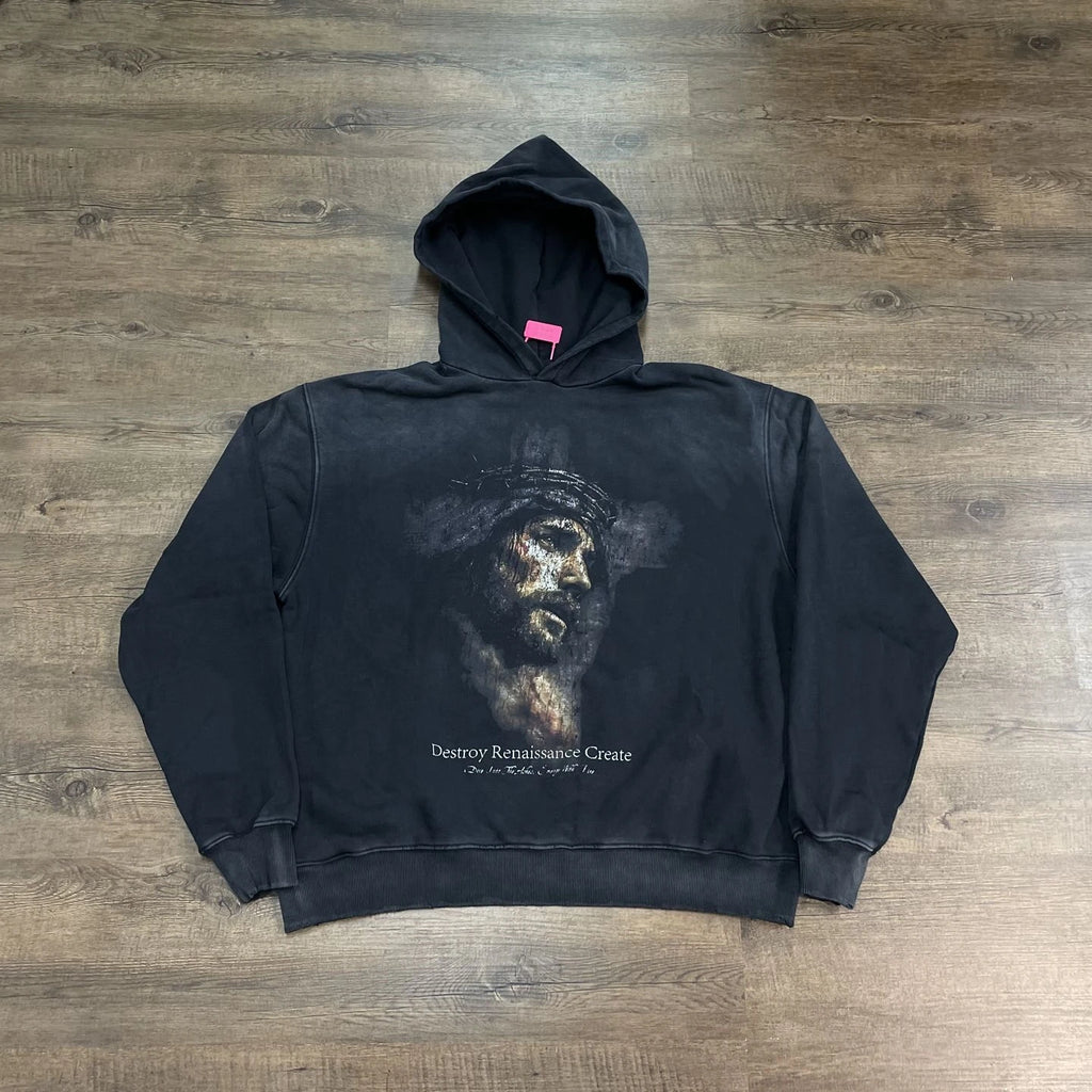 Dark Renaissance Jesus Graphic Oversized Hoodie