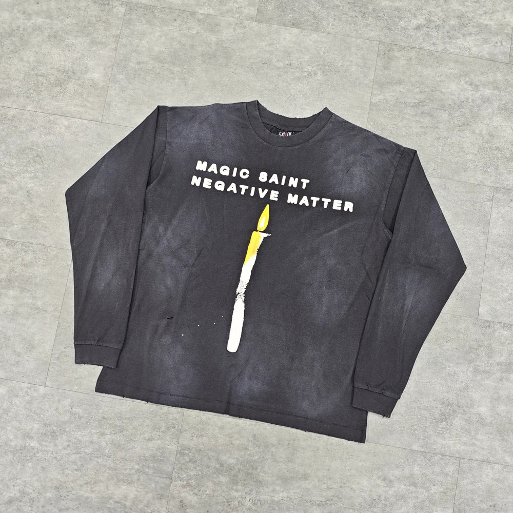 Candle Graphic Oversized Long Sleeve T-Shirt
