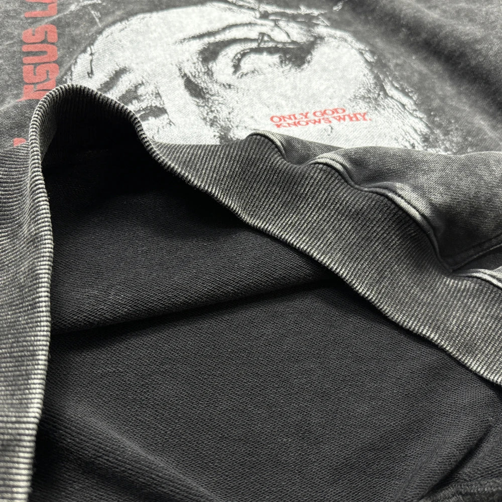 Charcoal Washed Jesus Portrait Hoodie