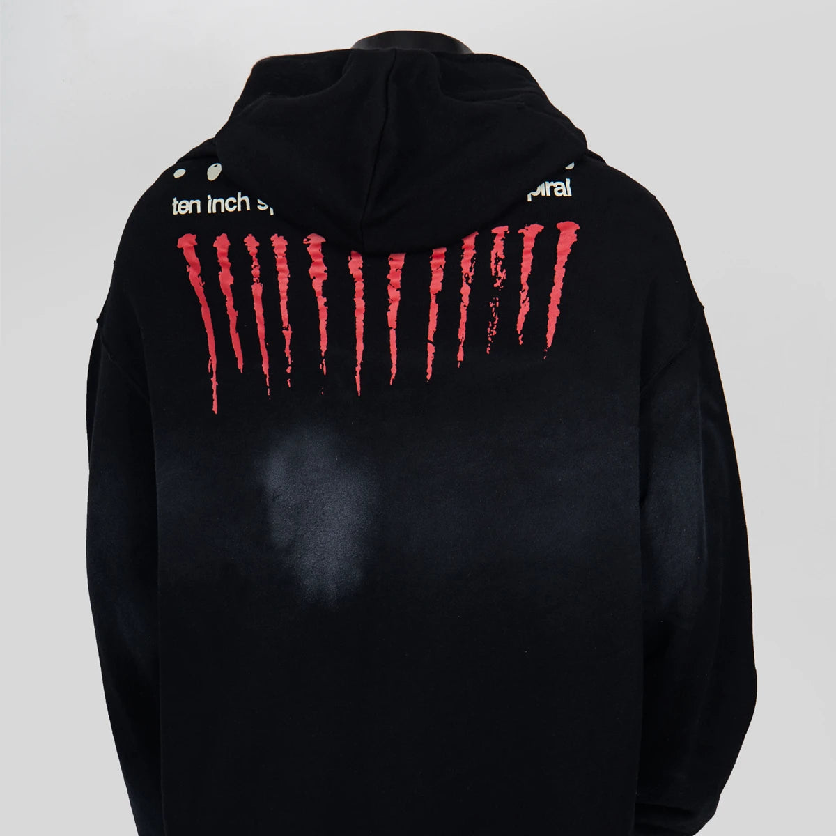 Black Downward Spiral Graphic Zip Hoodie