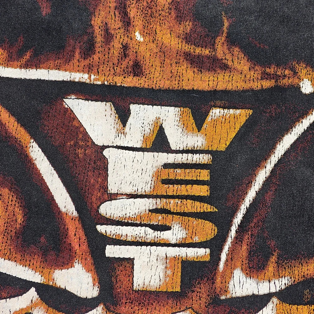 Flame Cross Logo Distressed T-Shirt