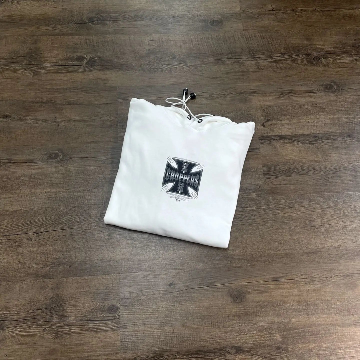 White Cross Back-Print Oversized Hoodie