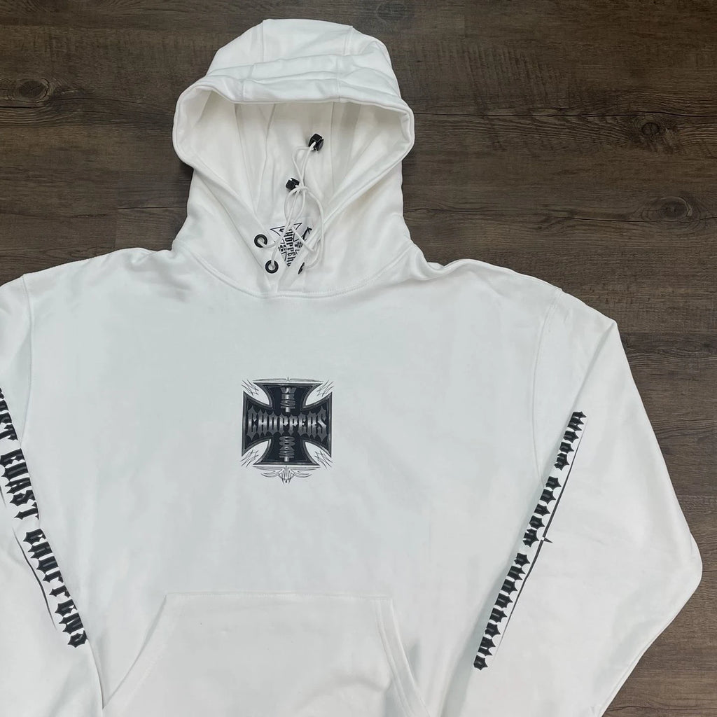 White Cross Back-Print Oversized Hoodie