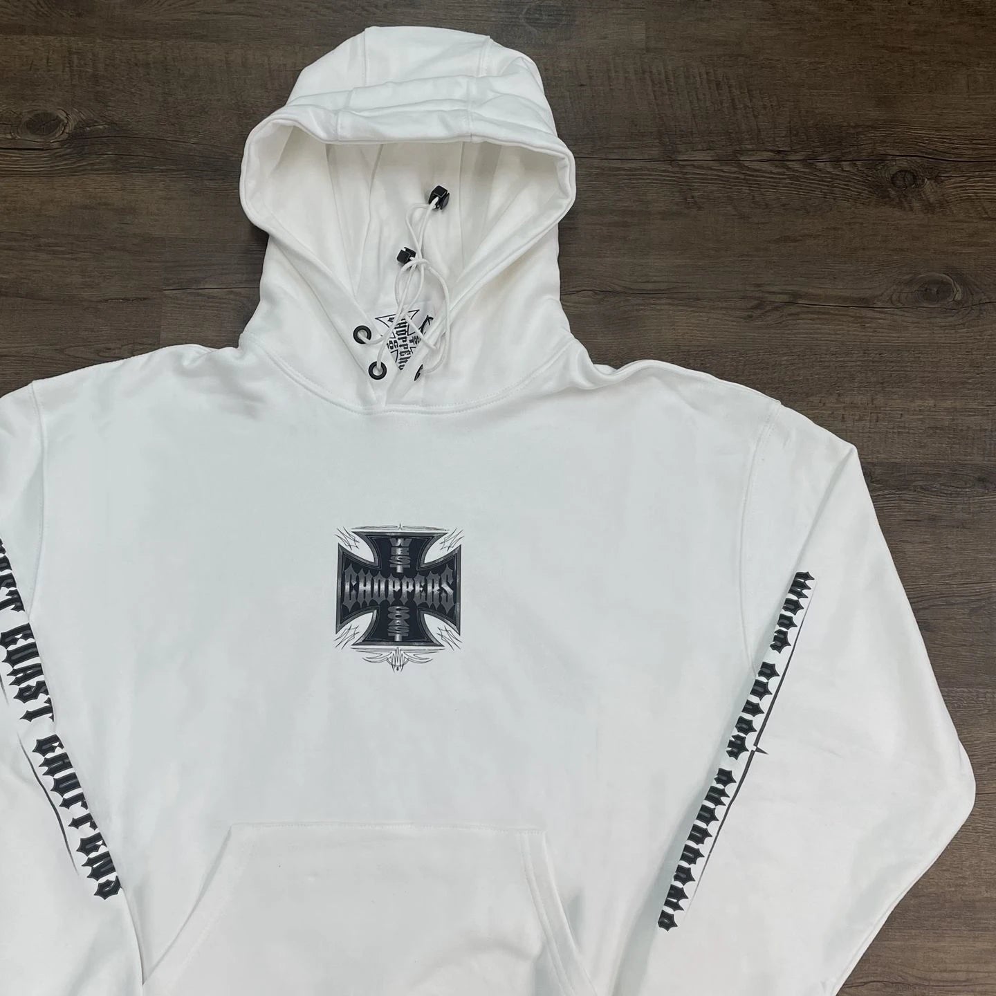 White Cross Back-Print Oversized Hoodie