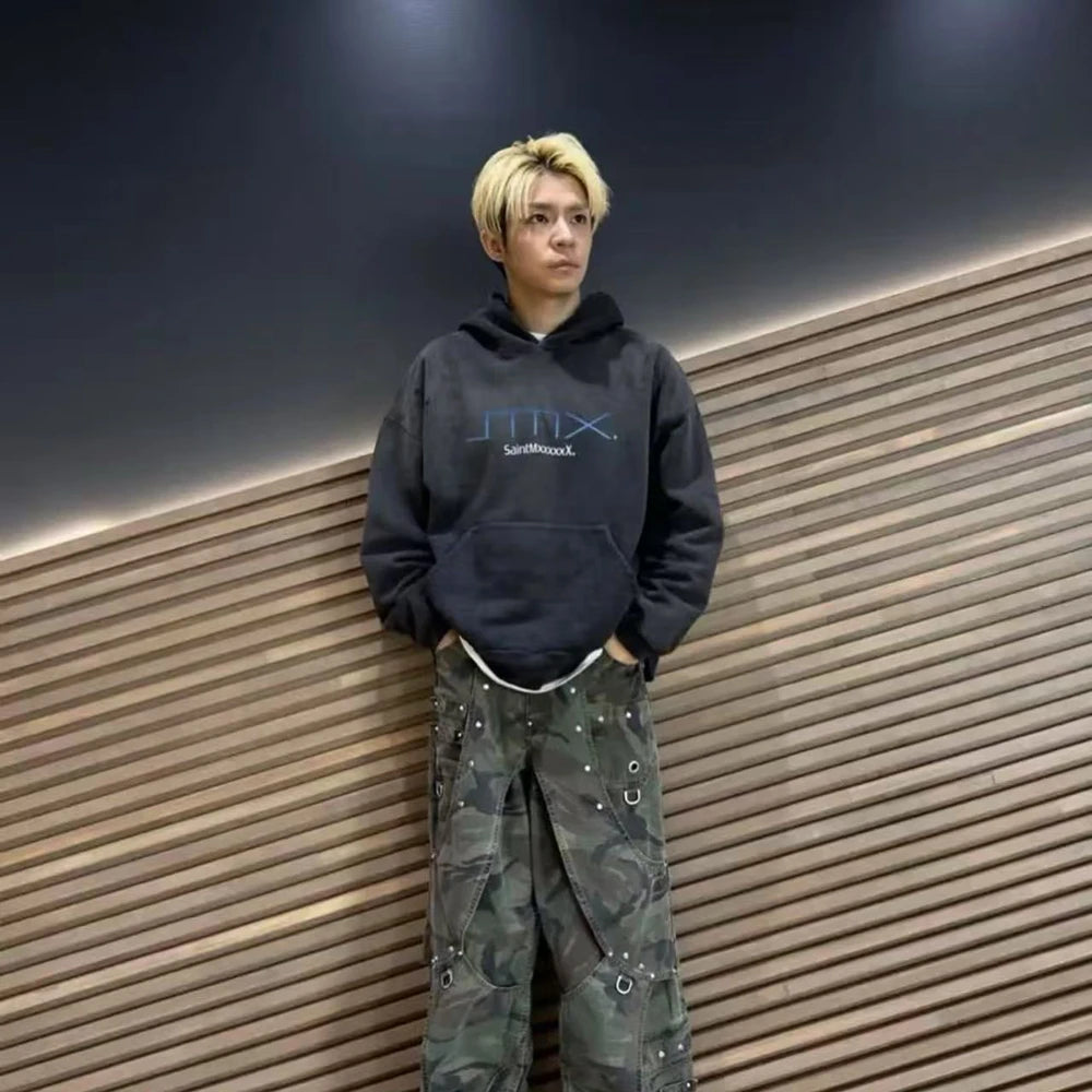 Black Minimal Logo Oversized Hoodie