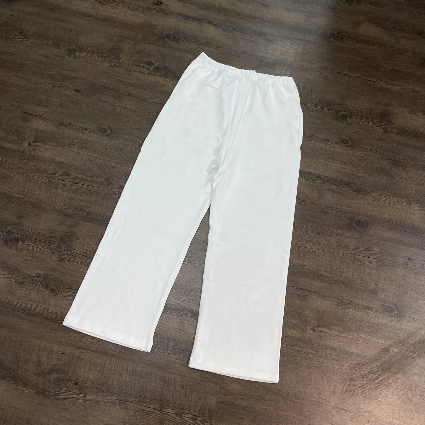 Solid Wide-Leg Casual Pants