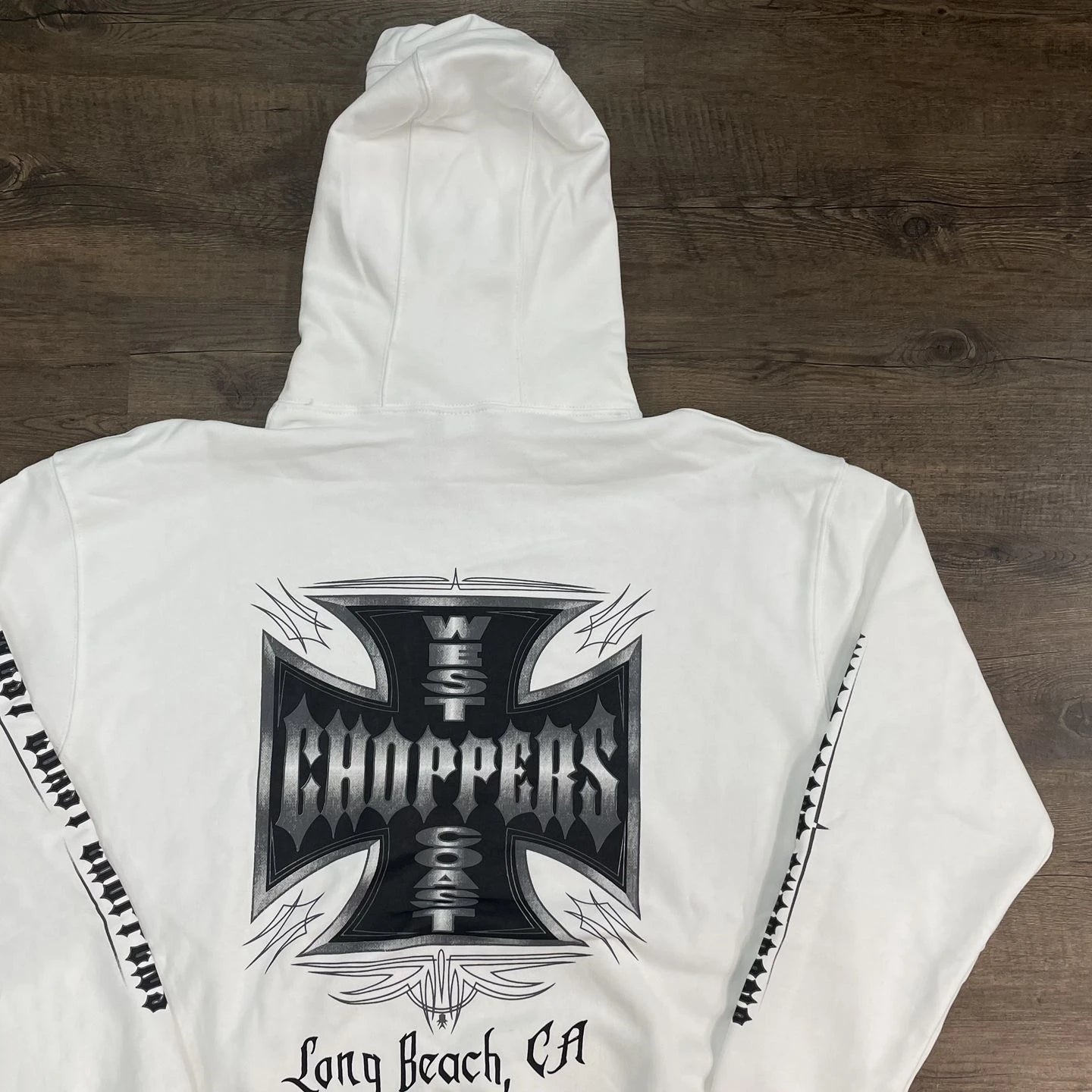 White Cross Back-Print Oversized Hoodie