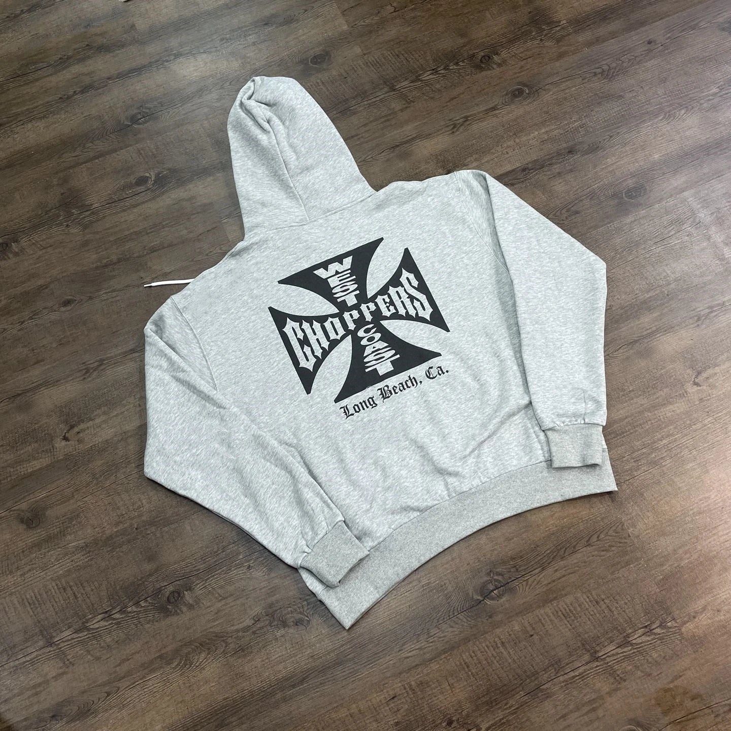 Heather Gray Gothic Cross Oversized Hoodie