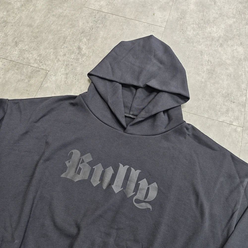 Charcoal Bully Gothic Logo Oversized Hoodie
