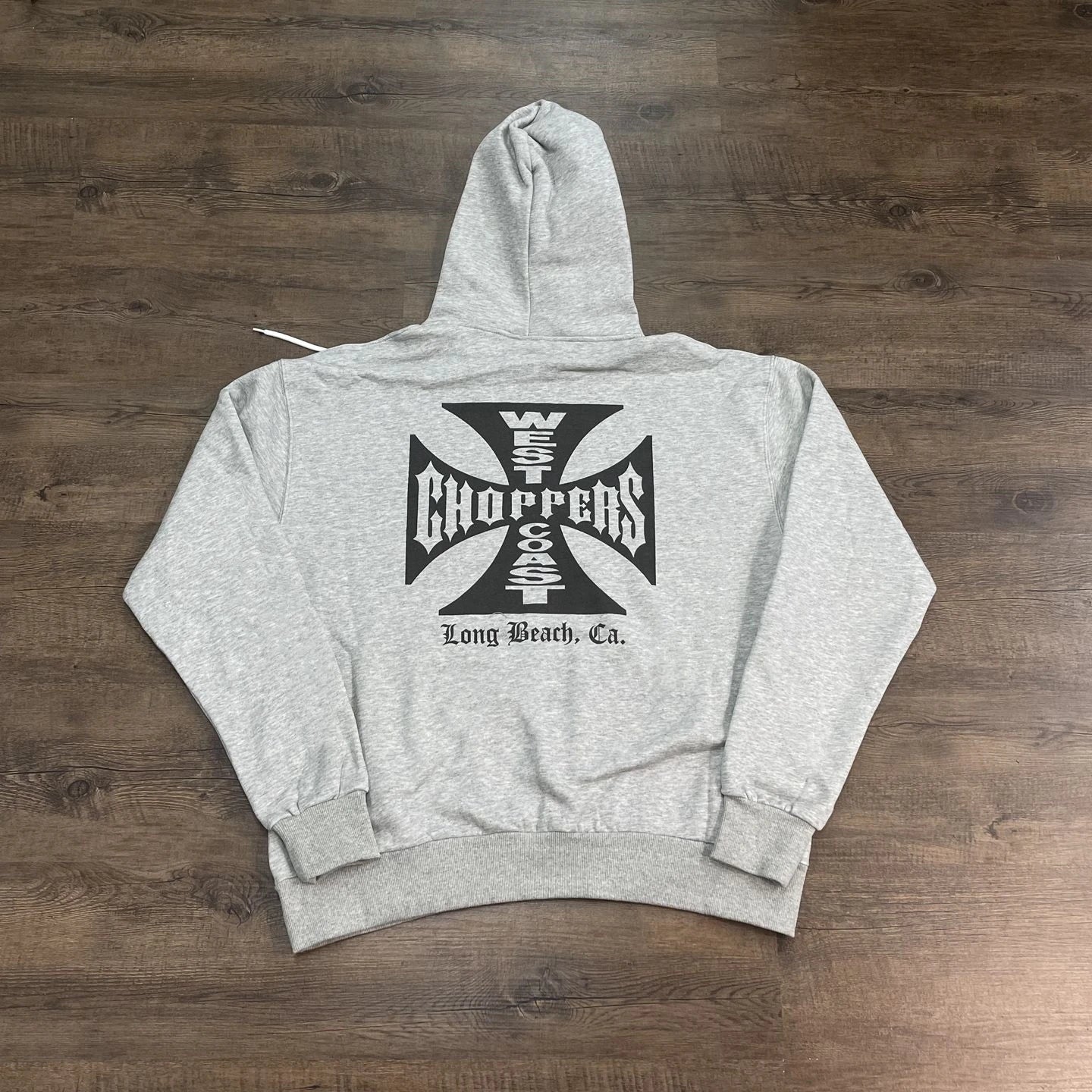 Heather Gray Gothic Cross Oversized Hoodie