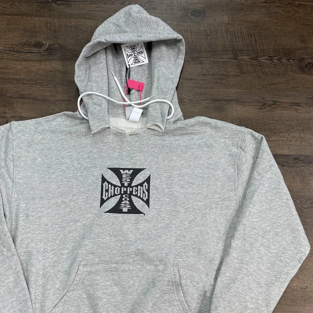 Heather Gray Gothic Cross Oversized Hoodie